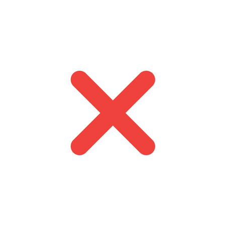 Flat design style vector illustration of red x mark  icon on white background.のイラスト素材