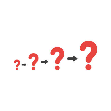 Flat design style vector illustration concept of growing problems with red question marks symbol icon on white background.のイラスト素材