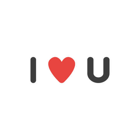 Flat design style vector illustration concept of black and red i love you abbreviation text with red heart symbol icon on white background.のイラスト素材