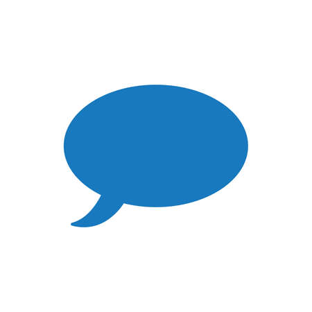 Flat design style vector illustration of blue speech bubble symbol icon on white background.のイラスト素材