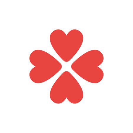 Flat design style vector illustration concept of rotated four red heart symbol icons on white background.のイラスト素材