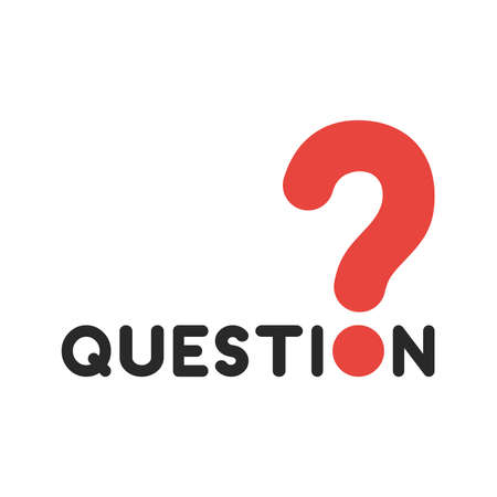 Flat design style vector illustration concept of black question word text with red question mark symbol icon on white background.のイラスト素材