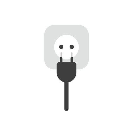 Flat design vector illustration concept of electrical plug with cable and outlet symbol icon on...