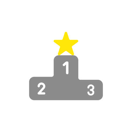 Vector illustration concept of yellow star symbol on first place of winners podium icon.のイラスト素材