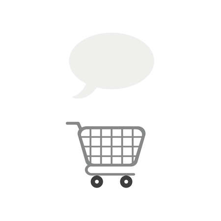 Vector illustration concept of blank speech bubble over shopping cart icon.のイラスト素材