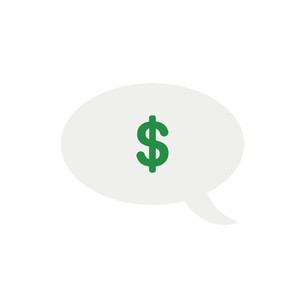 Vector illustration concept of green dollar symbol inside grey speech bubble icon.のイラスト素材