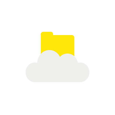 Vector illustration concept of yellow closed file folder icon on grey cloud.のイラスト素材