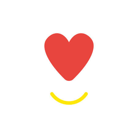Vector illustration concept of red heart symbol with smiling mouth.のイラスト素材