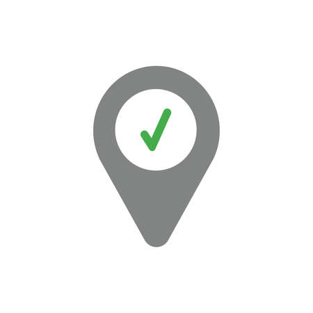 Vector illustration concept of green check mark inside map pointer icon.のイラスト素材