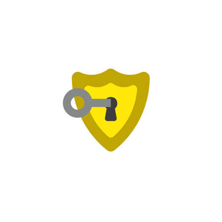 Vector illustration concept of keyhole inside shield guard icon and key unlock or lock.のイラスト素材