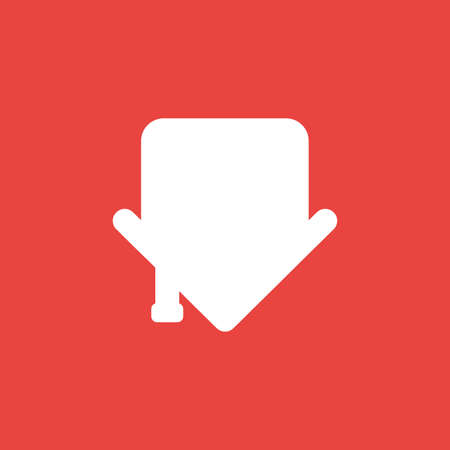 Flat vector icon concept of house arrow showing down on red background.のイラスト素材