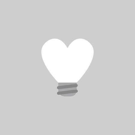 Flat vector icon concept of heart-shaped light bulb on grey background.のイラスト素材