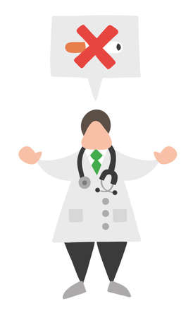 Vector illustration cartoon doctor man with speech bubble and saying no smoking.のイラスト素材