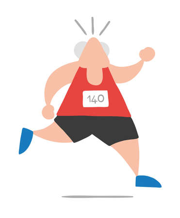 Vector illustration cartoon old athlete man running.のイラスト素材