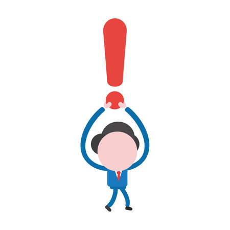 Vector illustration businessman character walking and carrying exclamation mark.のイラスト素材