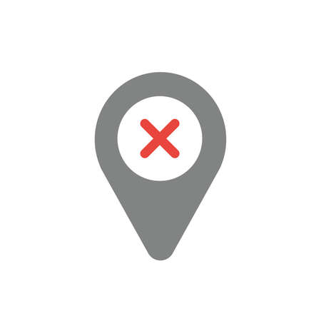 Vector illustration icon concept of x mark inside map pointer.のイラスト素材