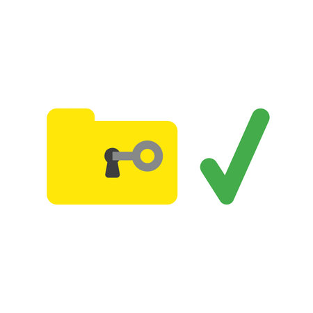 Icon concept of key unlock file folder with check mark.のイラスト素材