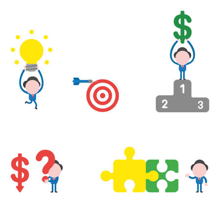 Vector illustration set of businessman mascot character.のイラスト素材