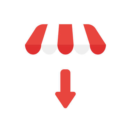 Vector illustration icon concept of arrow moving down under shop store awning.のイラスト素材