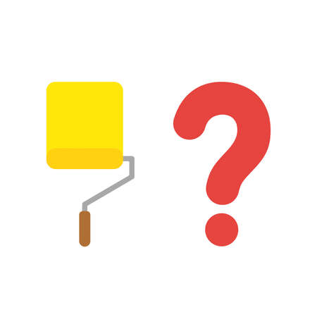 Vector illustration icon concept of yellow paint roller brush with question mark.のイラスト素材