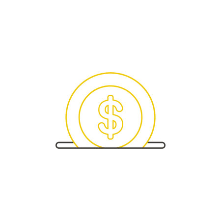 Vector illustration icon concept of dollar coin into moneybox hole. Color outlines.のイラスト素材