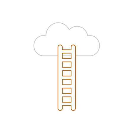 Vector illustration icon concept of cloud and wooden ladder. Color outlines.のイラスト素材