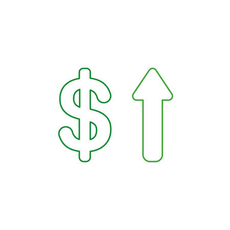 Vector illustration icon concept of dollar with arrow moving up. Color outlines.のイラスト素材