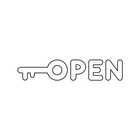 Vector illustration icon concept of open word with key. Black outlines.のイラスト素材