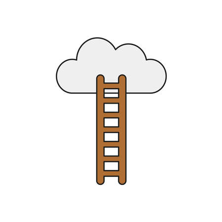 Vector illustration icon concept of cloud and wooden ladder. Colored and black outlines.のイラスト素材