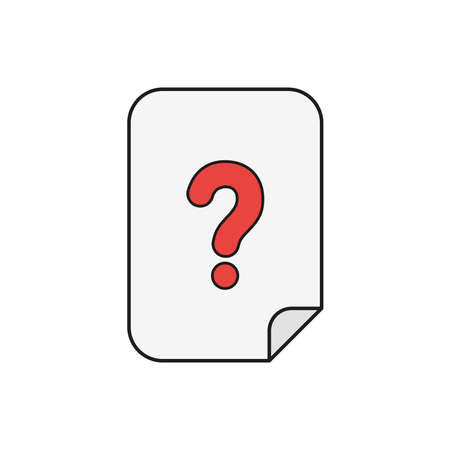 Vector illustration icon concept of paper with question mark. Colored and black outlines.のイラスト素材