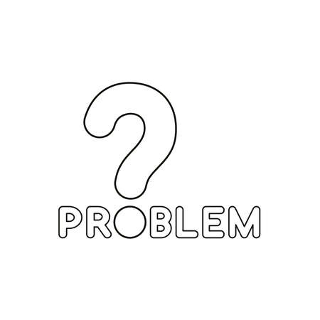Flat design style vector illustration concept of problem text with question mark on white background. Black outlines.のイラスト素材