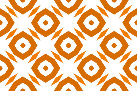 Seamless geometric pattern. Shaped brown octagonals and diamonds on white background.