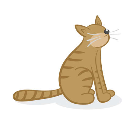 Vector illustration cat. Hand drawn. Colored outlines. のイラスト素材