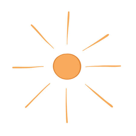 Vector illustration sun, sunshine. Hand drawn. Colored outlines.のイラスト素材