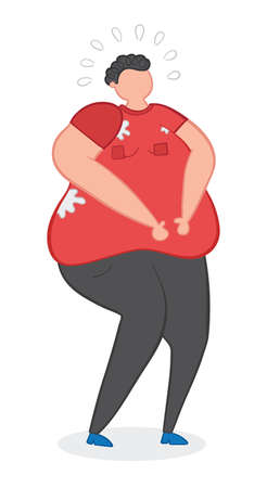 Vector illustration fat man. Hand drawn. Colored outlines.のイラスト素材