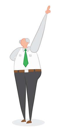 Vector illustration boss pointing up. Hand drawn. Colored outlines.のイラスト素材