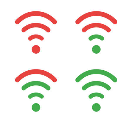 Vector icon set of wifi symbols. Flat color style.のイラスト素材