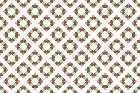 Seamless geometric pattern. Brown and green colors on white background.