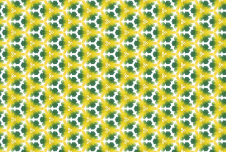 Watercolor seamless geometric pattern. In yellow, green and white colors.の写真素材