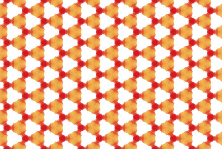 Watercolor seamless geometric pattern. Used red, orange and white colors.