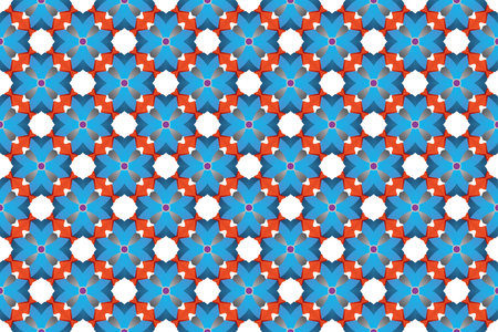 Seamless geometric pattern. Used gradient, in blue, red and white color.