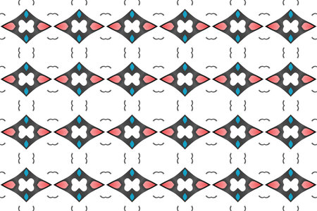 Seamless geometric pattern. Used gradient, in red, blue and black colors on white background.
