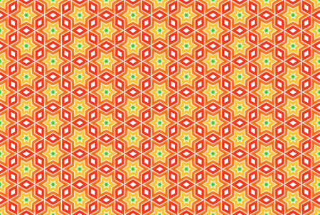 Watercolor seamless geometric pattern. In red, orange, yellow, green and white colors.の写真素材