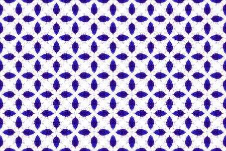 Watercolor seamless geometric pattern. In navy blue colors on white background.