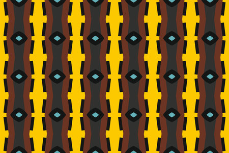 Seamless geometric pattern. In brown, yellow and blue colors.の写真素材