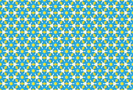 Seamless geometric pattern design illustration. In blue, yellow and white colors.