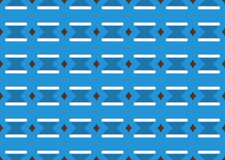 Seamless geometric pattern design illustration. In blue, white and black colors.