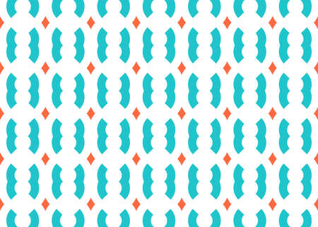 Seamless geometric pattern design illustration. In blue and orange colors on white background.の写真素材