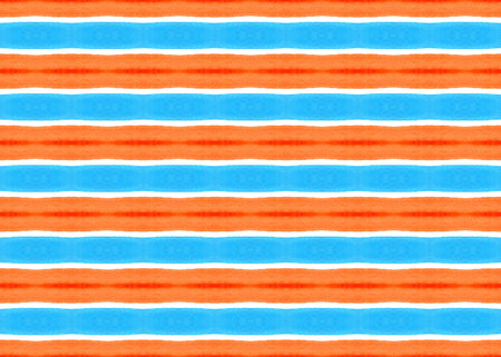 Watercolor seamless geometric pattern design illustration. Background texture. In orange, red, white and blue colors.の写真素材