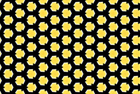 Watercolor seamless geometric pattern design illustration. Background texture. In yellow, black and white colors.の写真素材